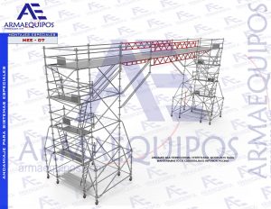 Plataforma superior movible con vigas celosia longitud de 15.00M para mantenimiento en cubierta superior sobre base pscina