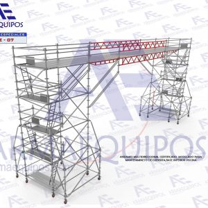 Plataforma superior movible con vigas celosia longitud de 15.00M para mantenimiento en cubierta superior sobre base pscina