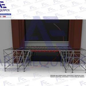 Estructura complementaria fachada tráfico peatonal y plataforma de trabajo